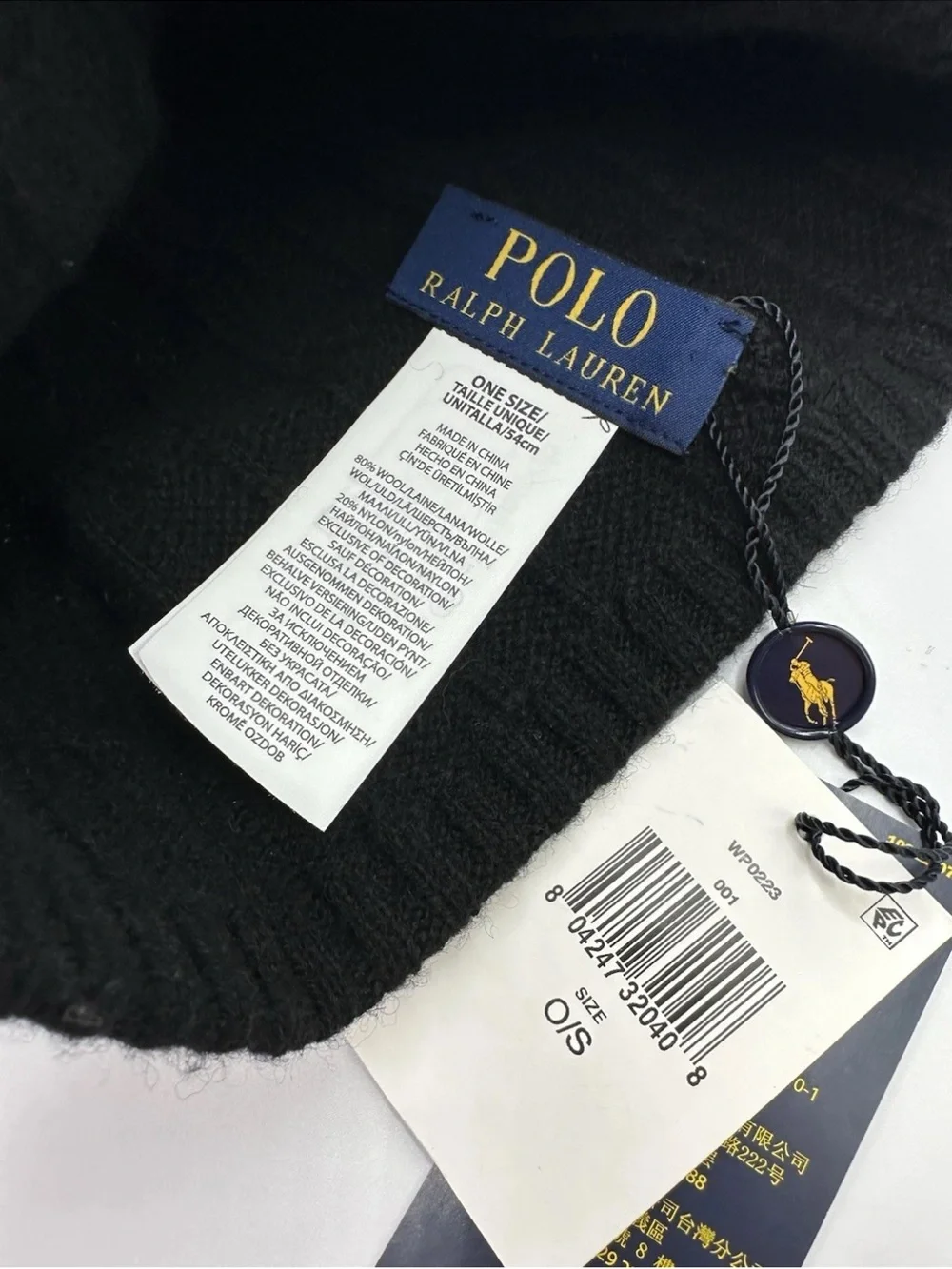 Polo Ralph Lauren Tuxedo Girl Bear Wool Beanie Pom Pom Hat NWT